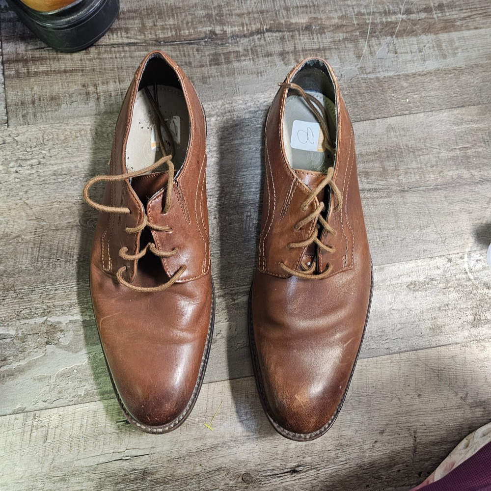Clarks Tilden Cap Brown Leather Derby Oxford Dress Shoes Mens 8 M 261232567070